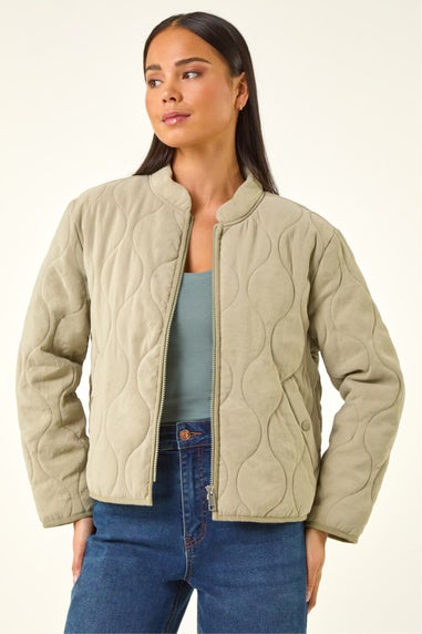 Roman Khaki Petite Quilted Puffer Jacket
