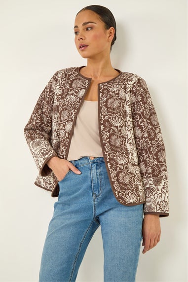 Roman Chocolate Petite Quilted Puffer Jacket