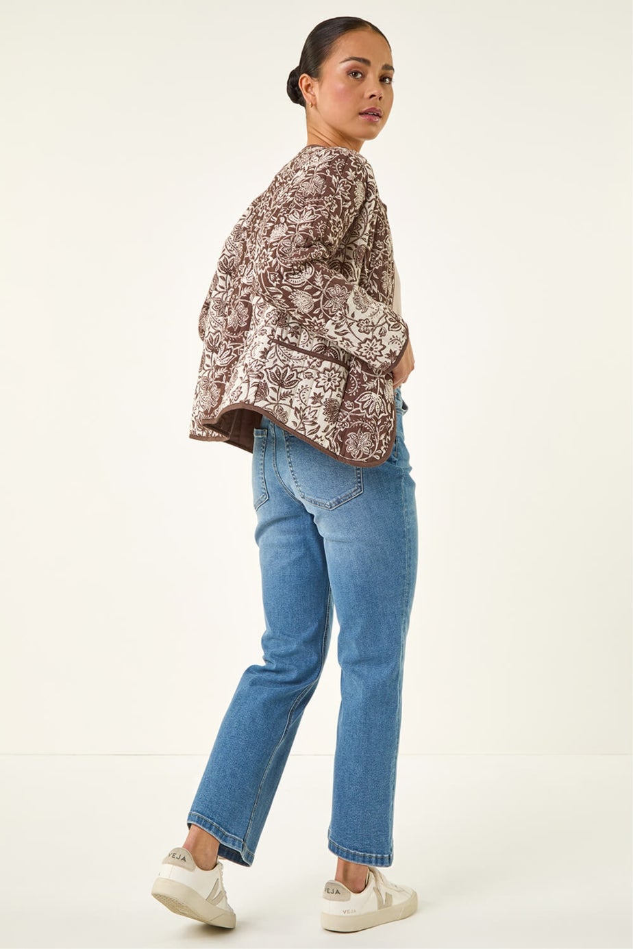 Roman Chocolate Petite Quilted Puffer Jacket