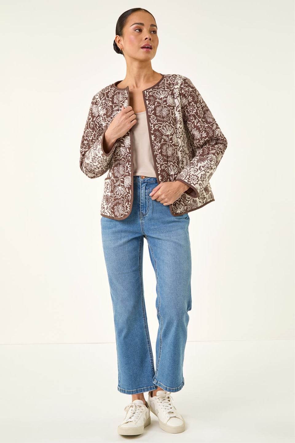 Roman Chocolate Petite Quilted Puffer Jacket