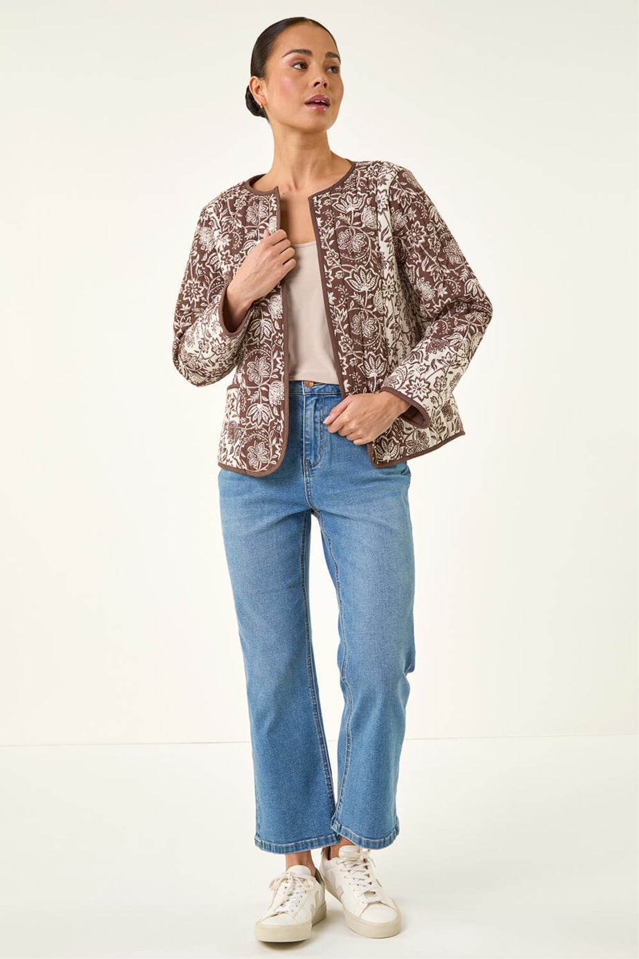 Roman Chocolate Petite Quilted Puffer Jacket