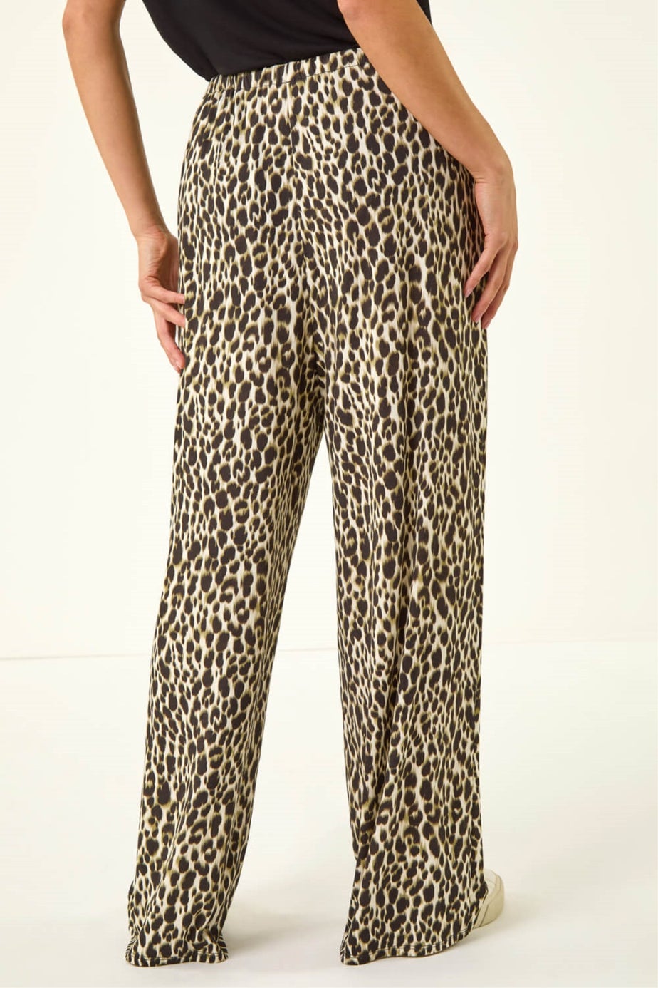 Roman Khaki Petite Animal Wide Leg Trouser