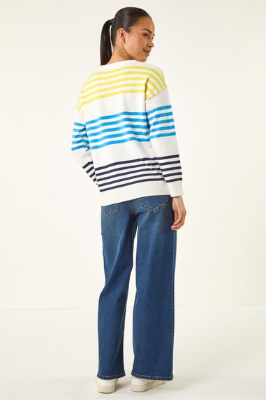 Roman Blue Petite Stripe Knit Jumper