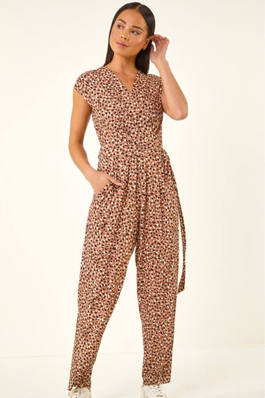 Roman Stone Petite Spot Tie Waist Jumpsuit
