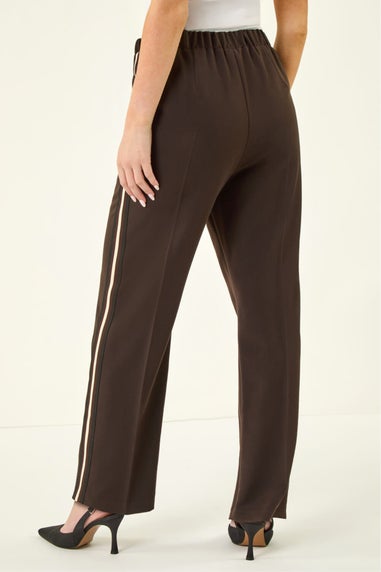 Roman Chocolate Petite Side Stripe Trouser