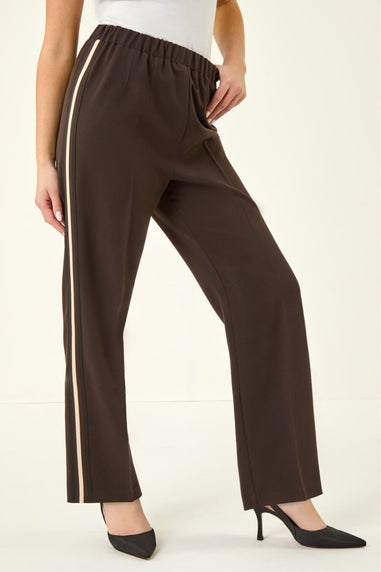 Roman Chocolate Petite Side Stripe Trouser