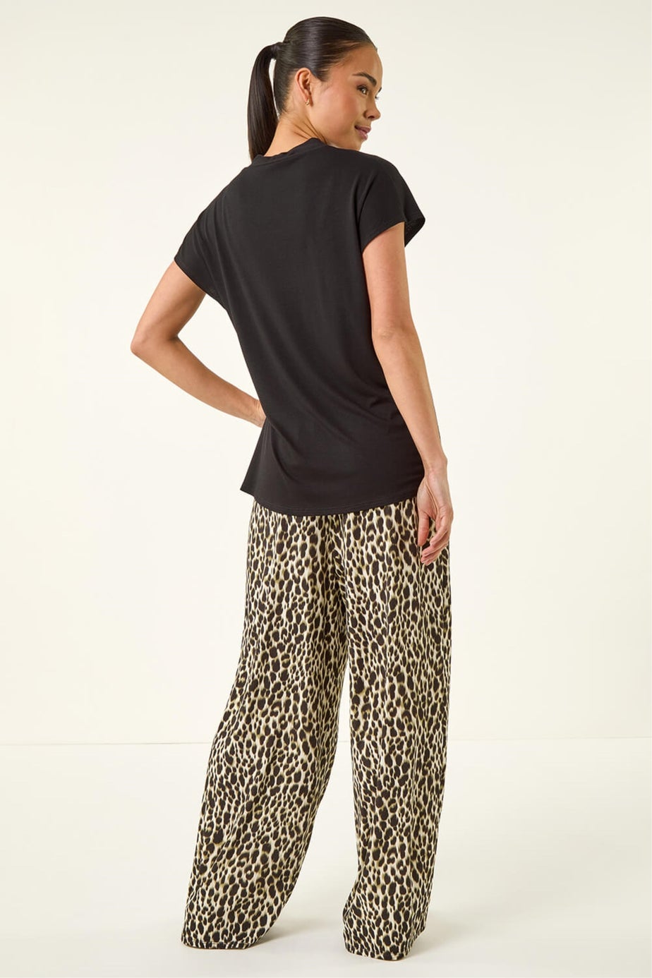 Roman Black Petite Cap Sleeve Stretch Top