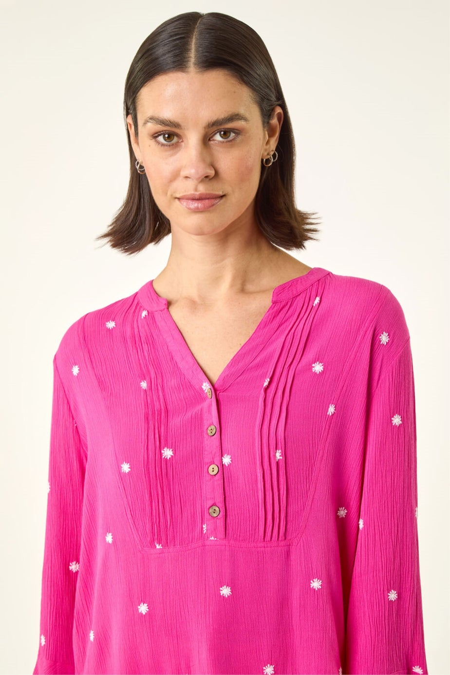 Roman Cerise Embroidered Dot Top