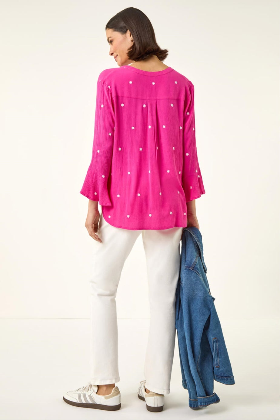 Roman Cerise Embroidered Dot Top