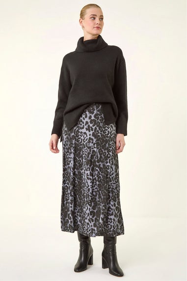 Roman Dark Grey Stretch Midi Skirt