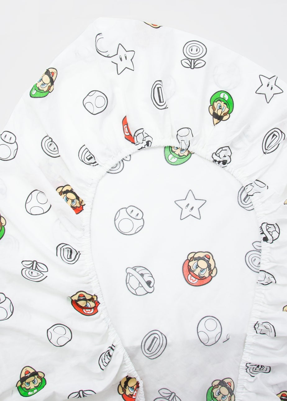 Nintendo Pair White Fitted Sheet
