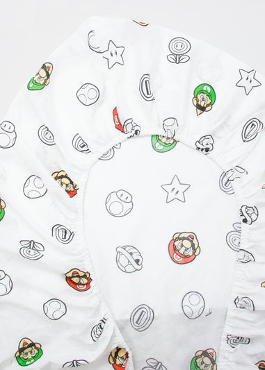 Nintendo Pair White Fitted Sheet
