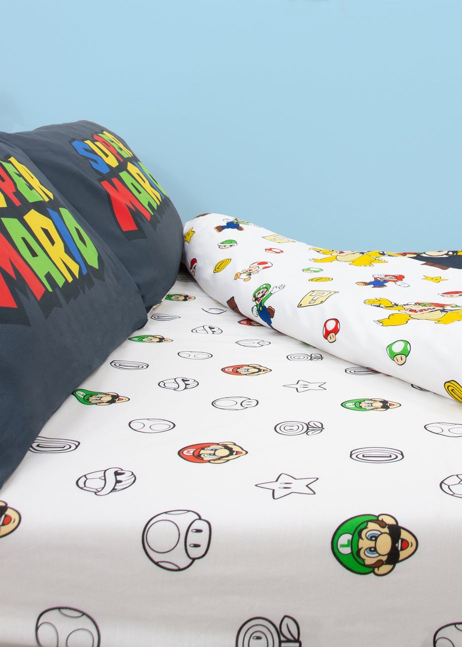 Nintendo Pair White Fitted Sheet