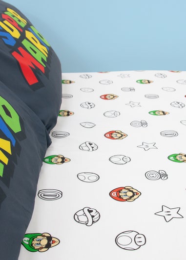 Nintendo Pair White Fitted Sheet