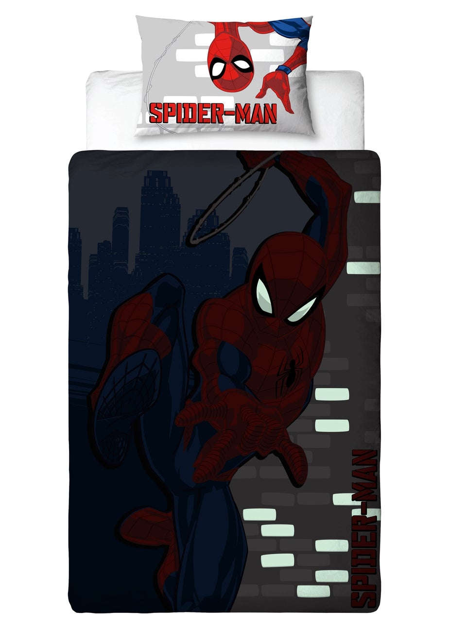Spiderman Red Glow In The Dark Duvet Cover