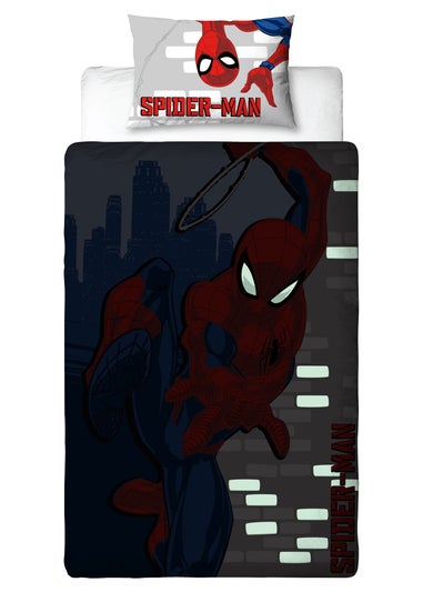 Spiderman Red Glow In The Dark Duvet Cover