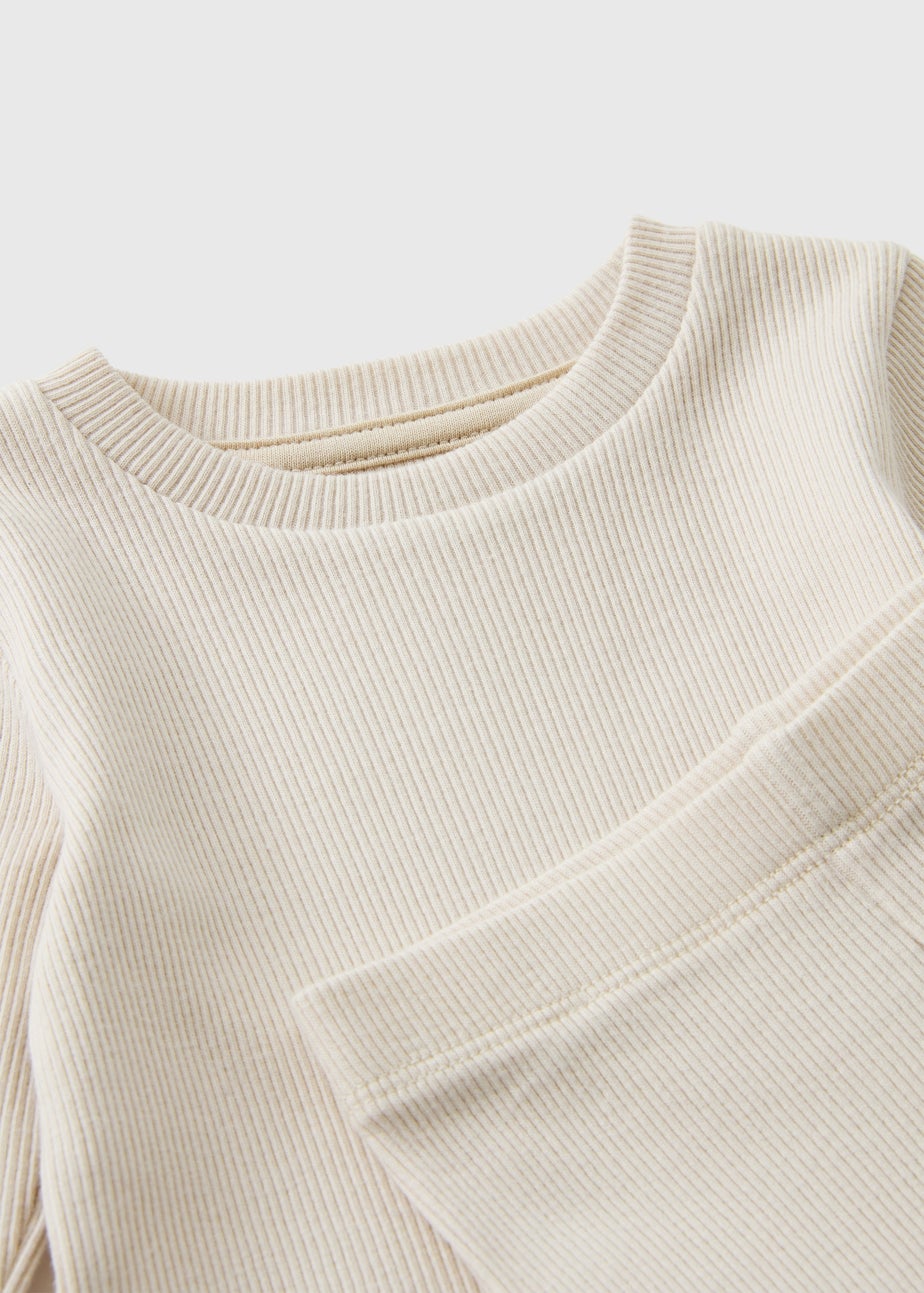 Baby Taupe Ribbed Top & Legging Set (Newborn-23mths)