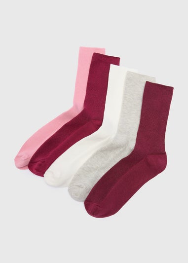 5 Pack Burgundy Ankle Socks
