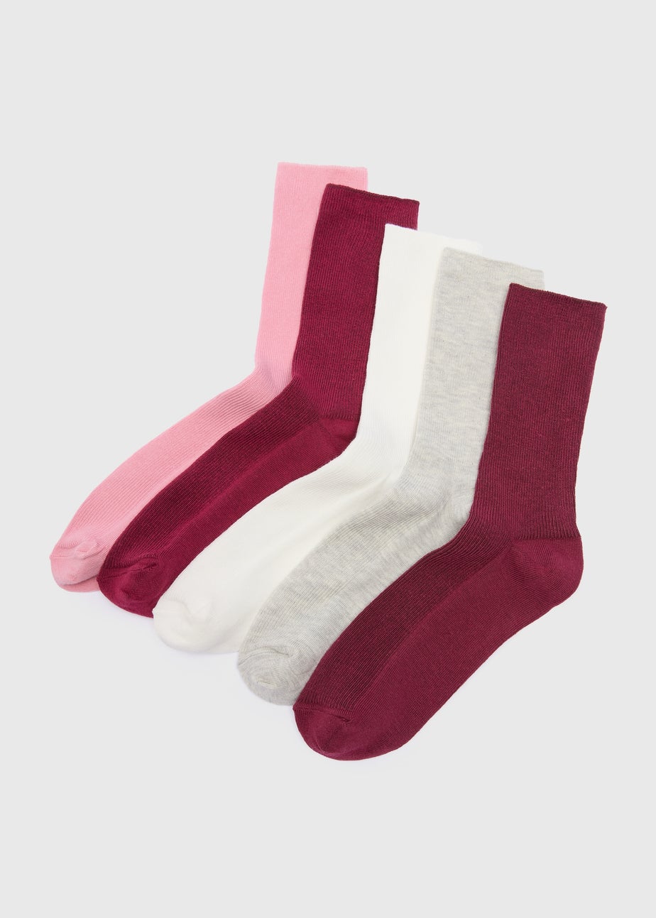 5 Pack Burgundy Ankle Socks