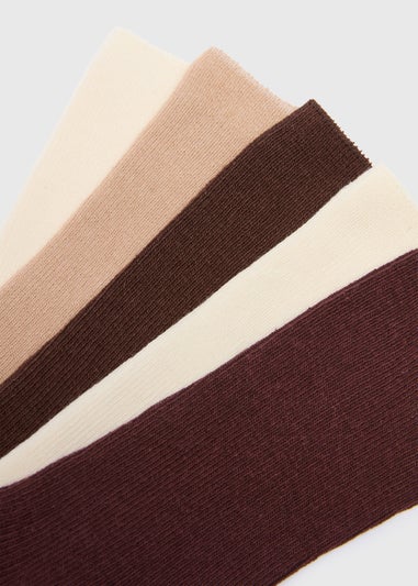 5 Pack Brown Ankle Socks