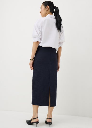 Navy Boucle Midi Skirt