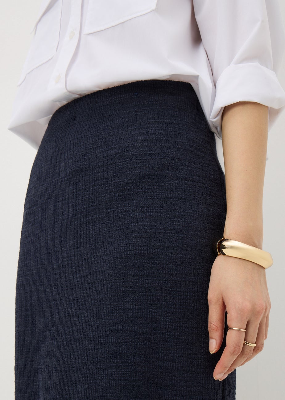 Navy Boucle Midi Skirt