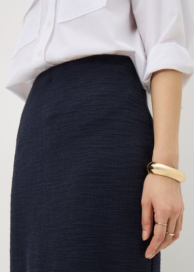 Navy Boucle Midi Skirt