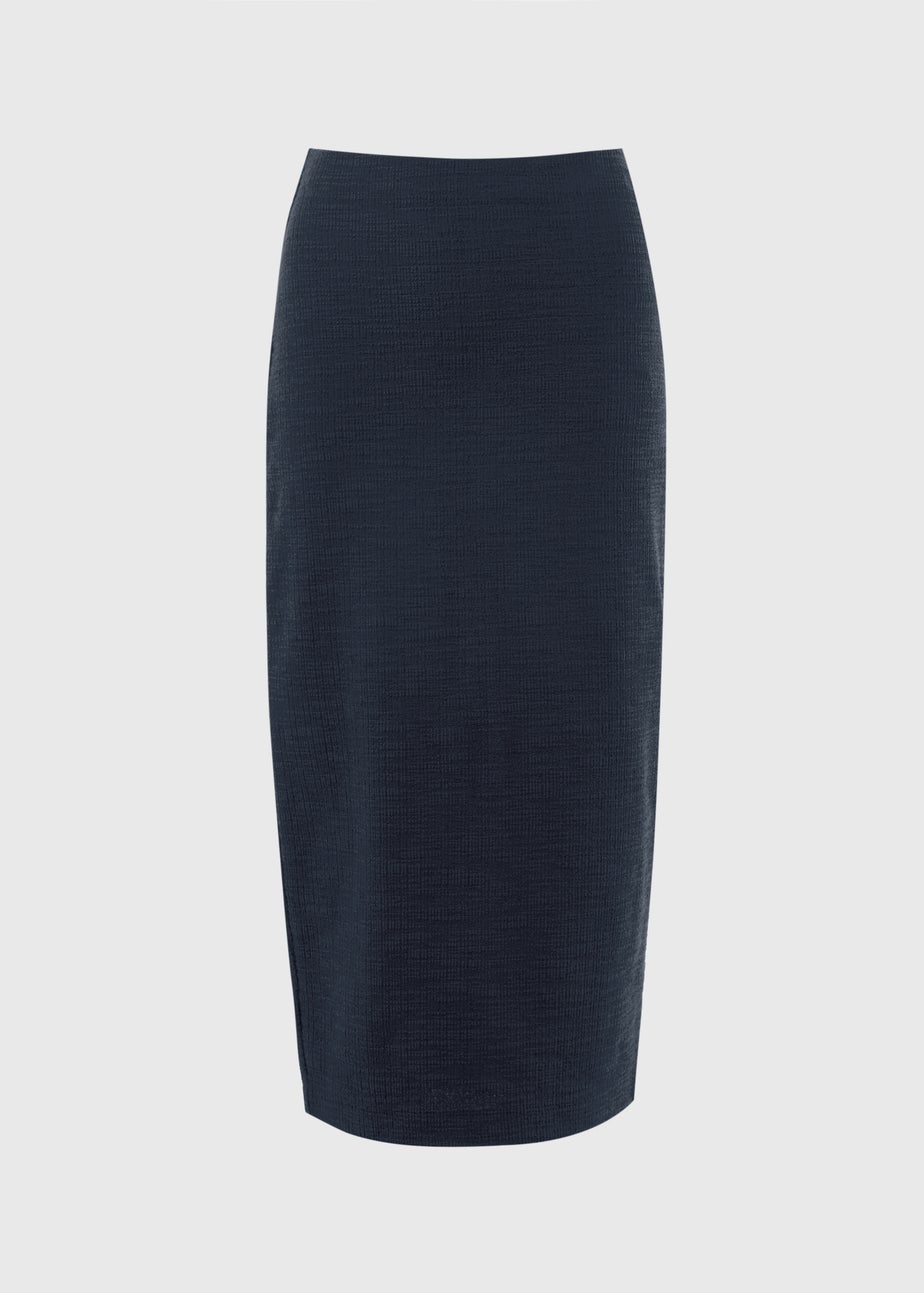 Navy Boucle Midi Skirt