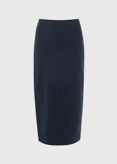 Navy Boucle Midi Skirt