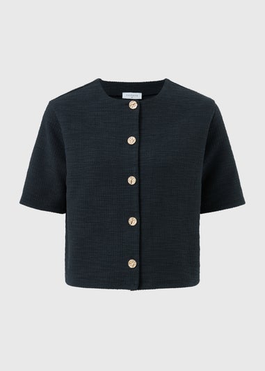 Navy Boucle Co Ord Top