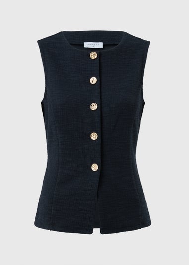 Navy Boucle Co Ord Waistcoat