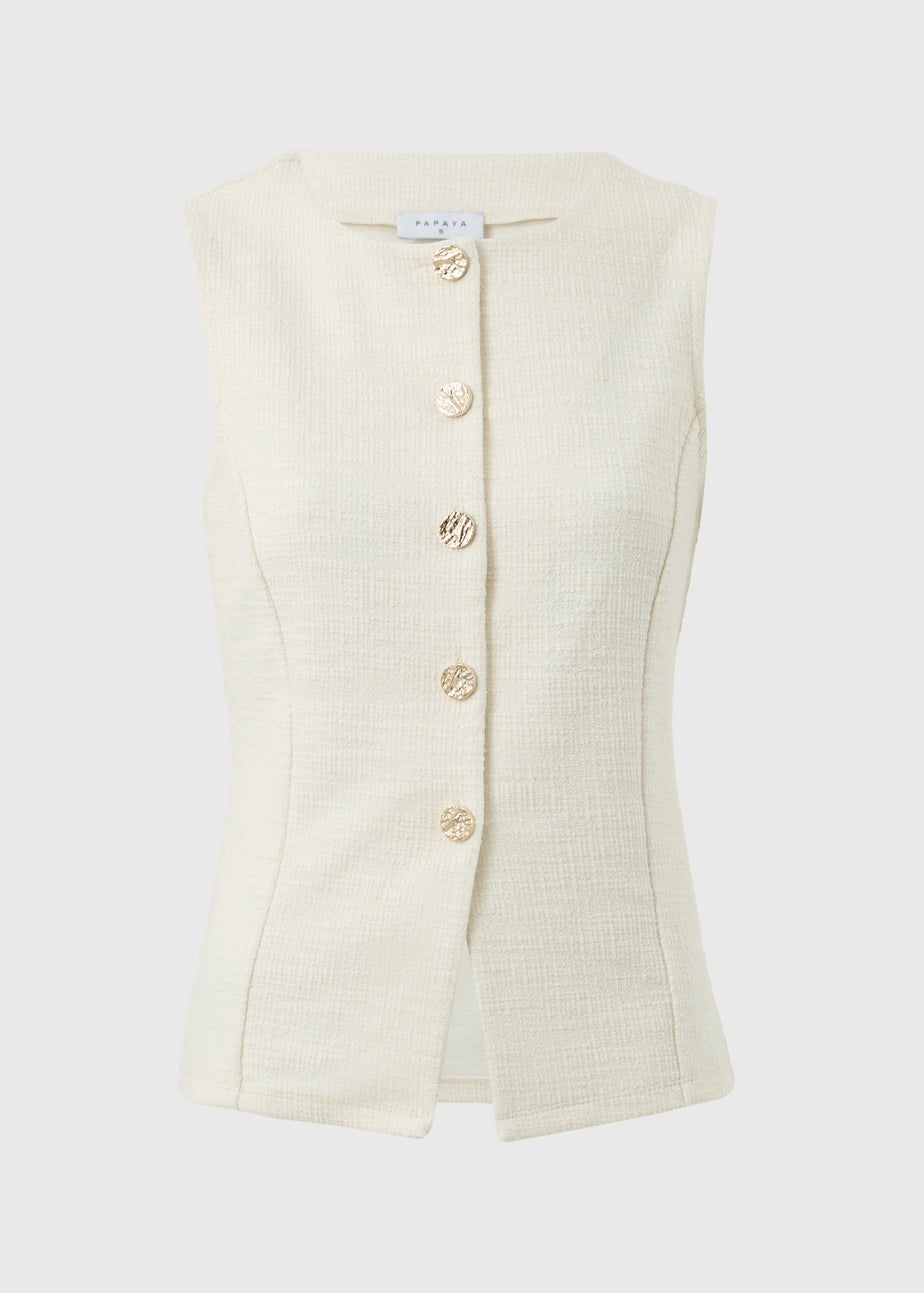 Stone Boucle Co Ord Waistcoat