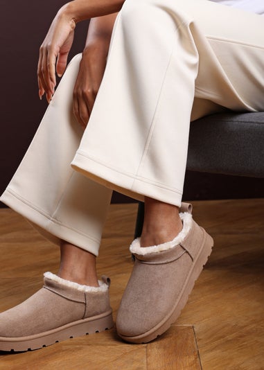 Where's That From Frances Cosy Camel Faux-Suede Fur Heel Boots