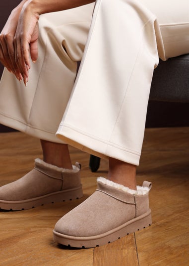 Where's That From Frances Cosy Camel Faux-Suede Fur Heel Boots