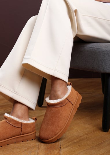 Where's That From Frances Cosy Chestnut Faux-Suede Fur Heel Boots