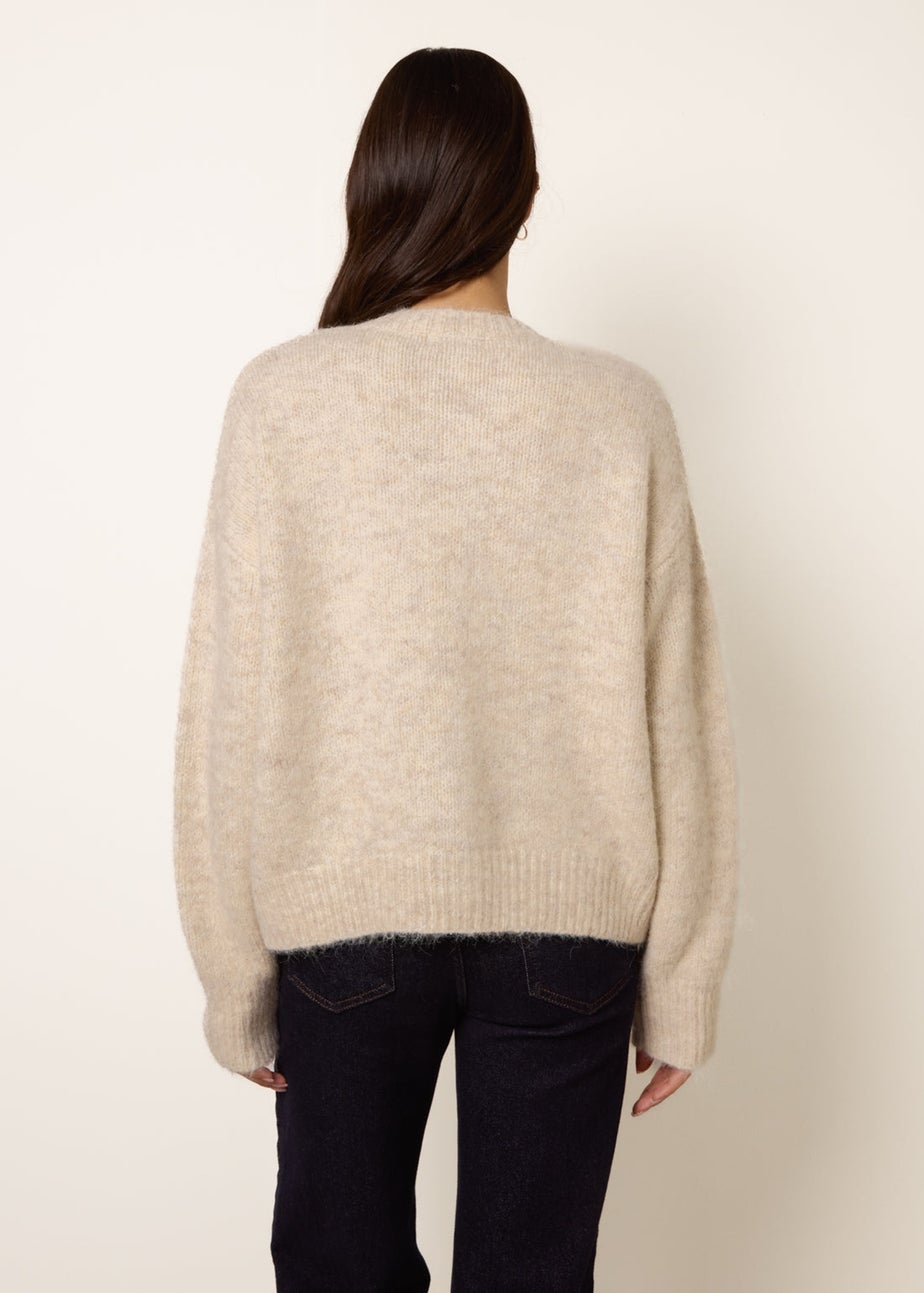 Blue Vanilla Beige Multi Gold Button Cardigan