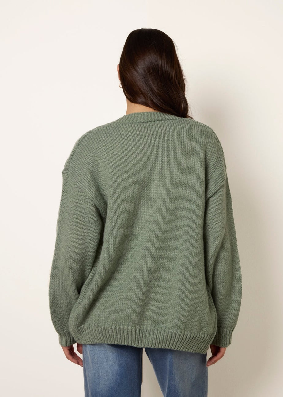 Blue Vanilla Green Daisy Large Flower Cardigan