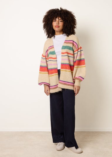 Blue Vanilla Beige Multi Coloured Stripe Cardigan
