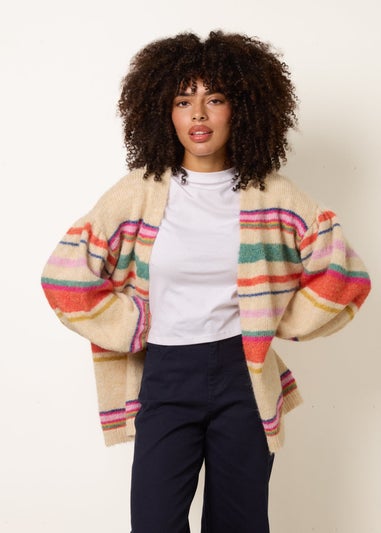 Blue Vanilla Beige Multi Coloured Stripe Cardigan