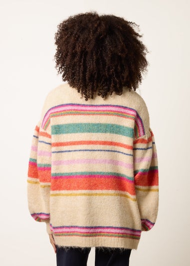 Blue Vanilla Beige Multi Coloured Stripe Cardigan