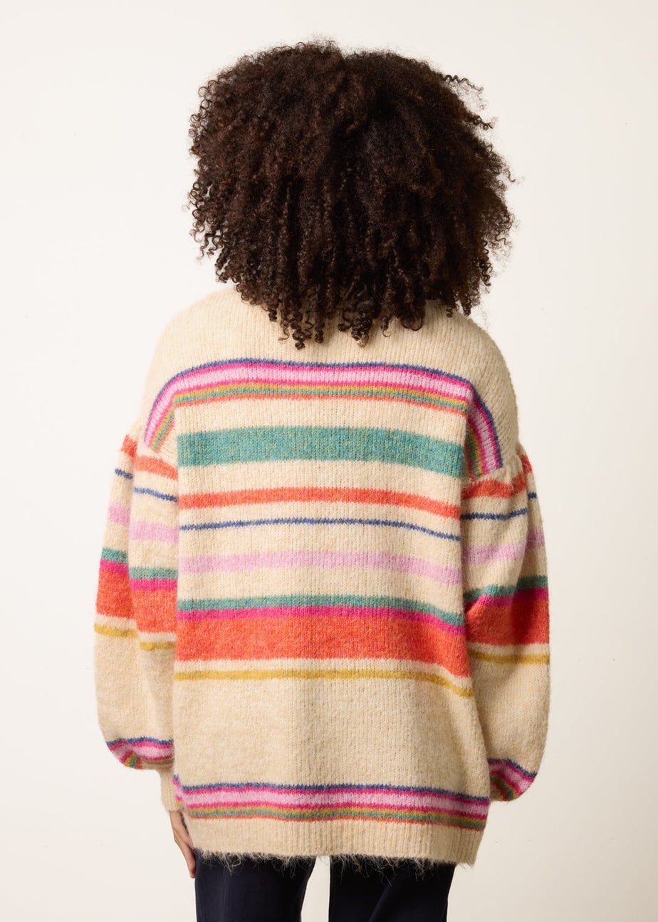 Blue Vanilla Beige Multi Coloured Stripe Cardigan