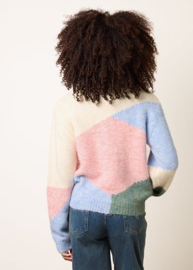 Blue Vanilla Multi Round Neck Button Flower Cardigan