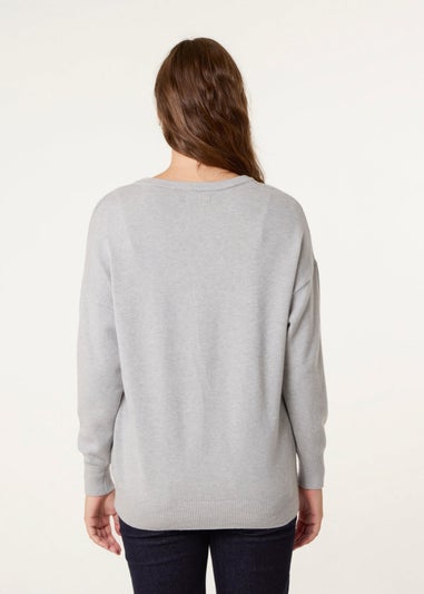 Blue Vanilla Grey Round Neck Jumper