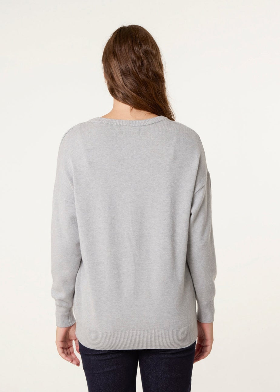 Blue Vanilla Grey Round Neck Jumper