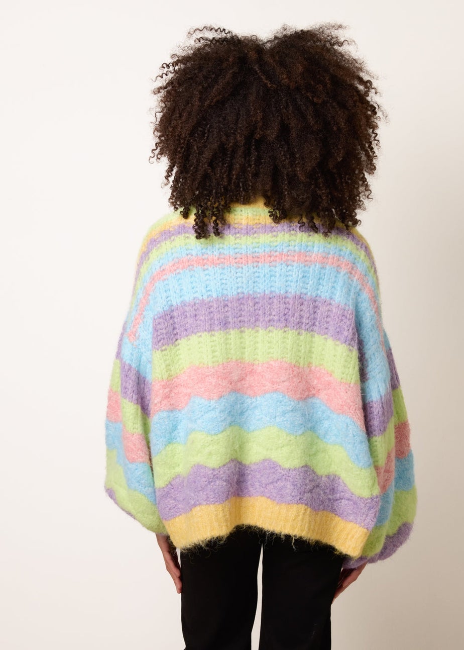 Blue Vanilla Multi Colourful Cardigan With Stripes
