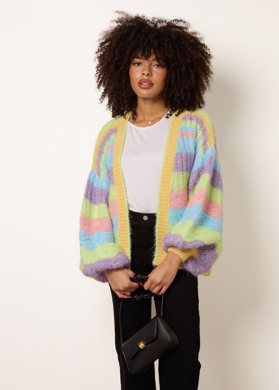Blue Vanilla Multi Colourful Cardigan With Stripes