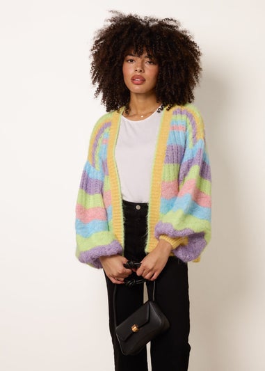 Blue Vanilla Multi Colourful Cardigan With Stripes