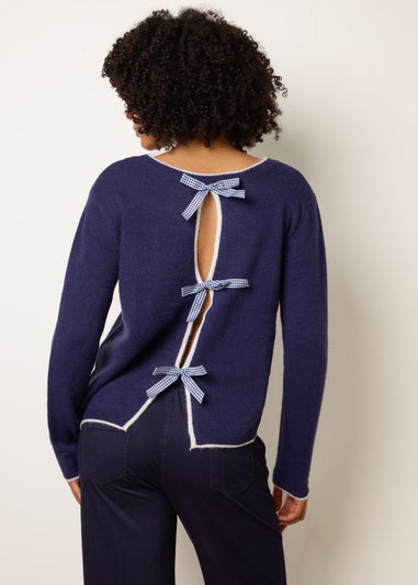 Blue Vanilla Navy Back Bow Jumper
