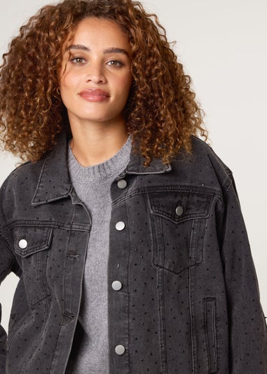 Blue Vanilla Black Embellished Denim Jacket