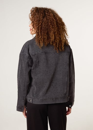 Blue Vanilla Black Embellished Denim Jacket